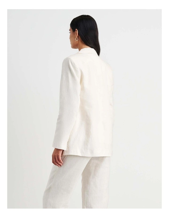 Kayla Linen Blazer In White image 5