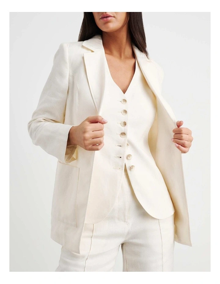 Kayla Linen Blazer In White image 6