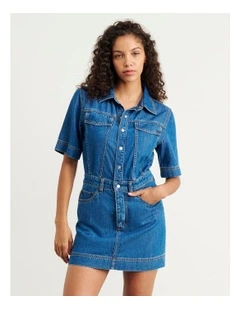 Loe Denim Shirt Dress in Blue