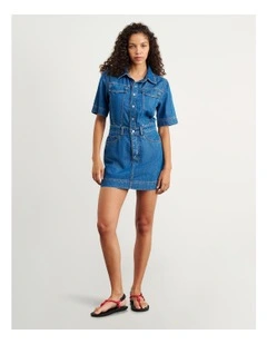 Loe Denim Shirt Dress in Blue