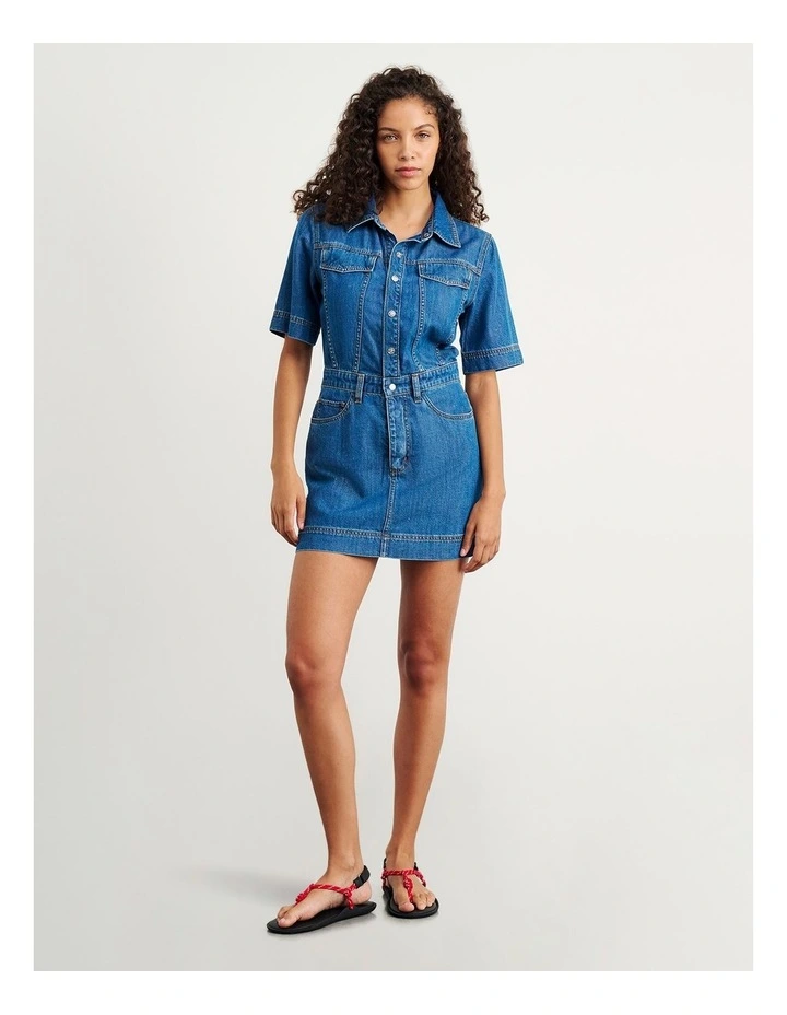 Loe Denim Shirt Dress in Blue image 1