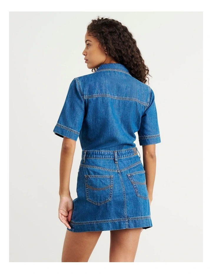Loe Denim Shirt Dress in Blue image 2