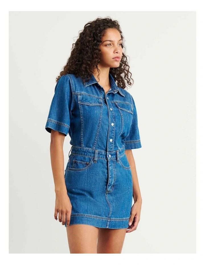 Loe Denim Shirt Dress in Blue image 4