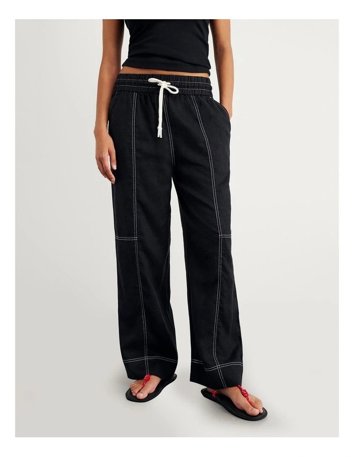 Sabine Linen Relaxed Leg Pant in Black image 1