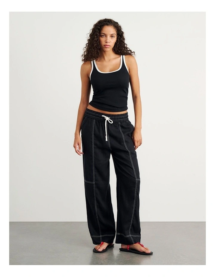Sabine Linen Relaxed Leg Pant in Black image 2