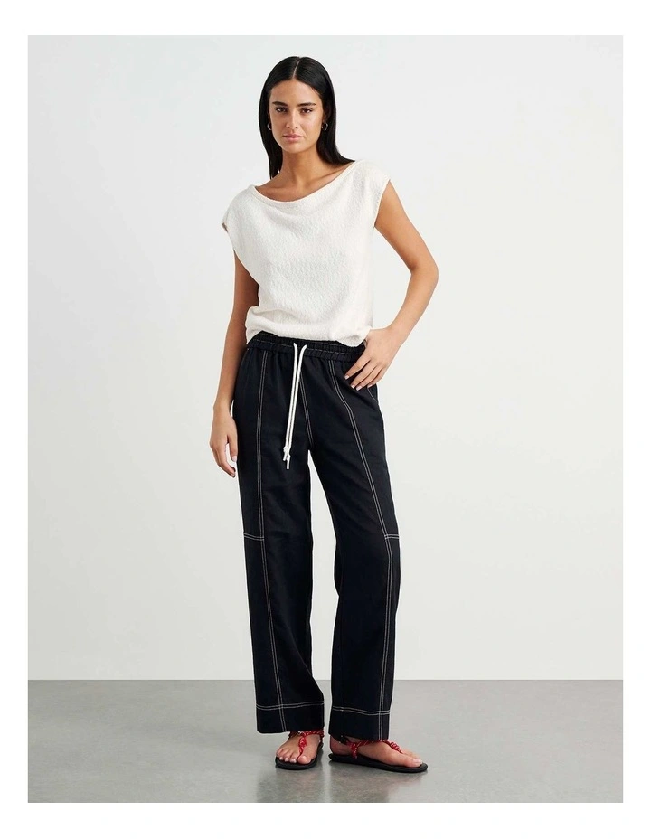 Sabine Linen Relaxed Leg Pant in Black image 2