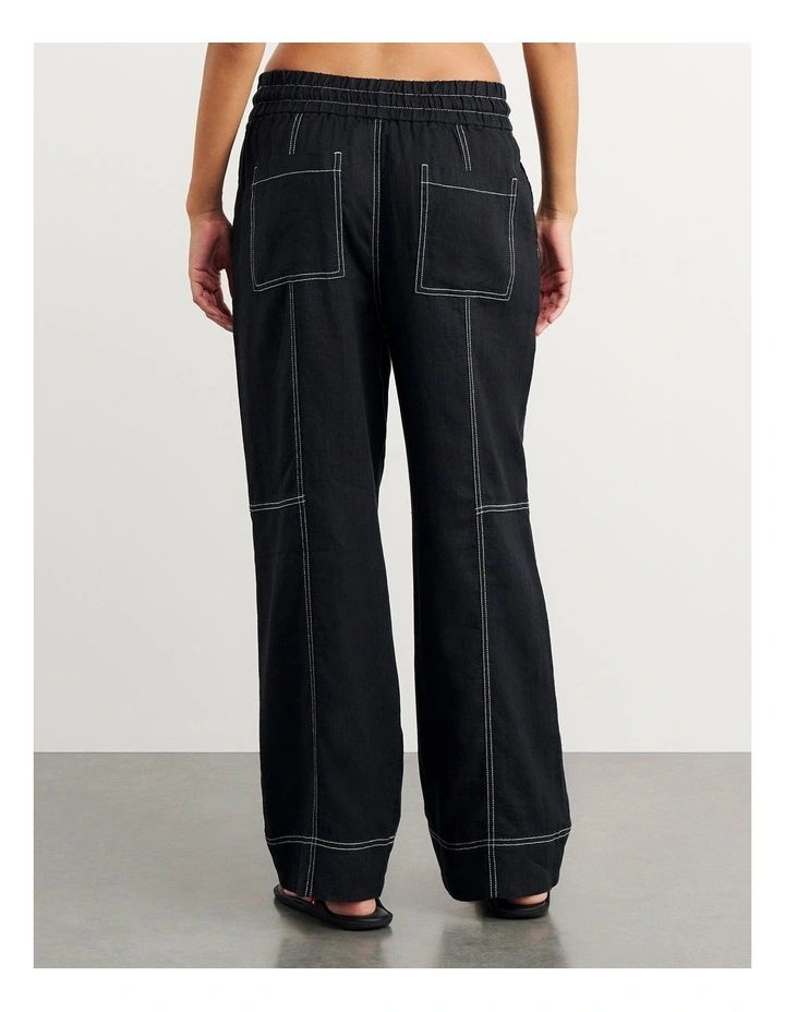 Sabine Linen Relaxed Leg Pant in Black image 4