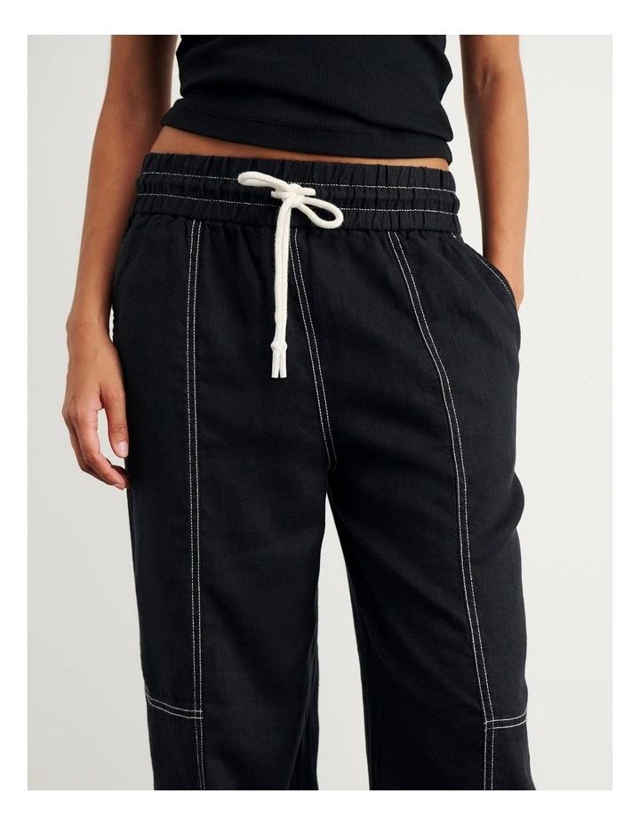 Sabine Linen Relaxed Leg Pant in Black image 6