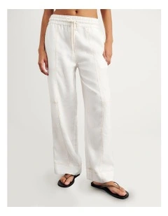 Sabine Linen Relaxed Leg Pant in White