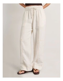 Sabine Linen Relaxed Leg Pant in White