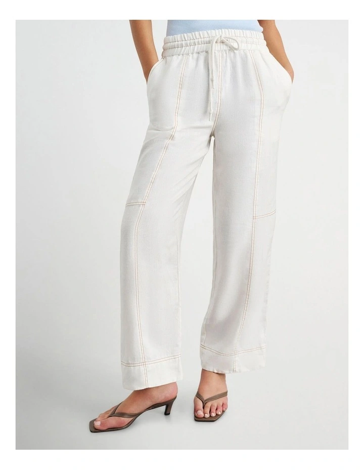 Sabine Linen Relaxed Leg Pant in White image 1