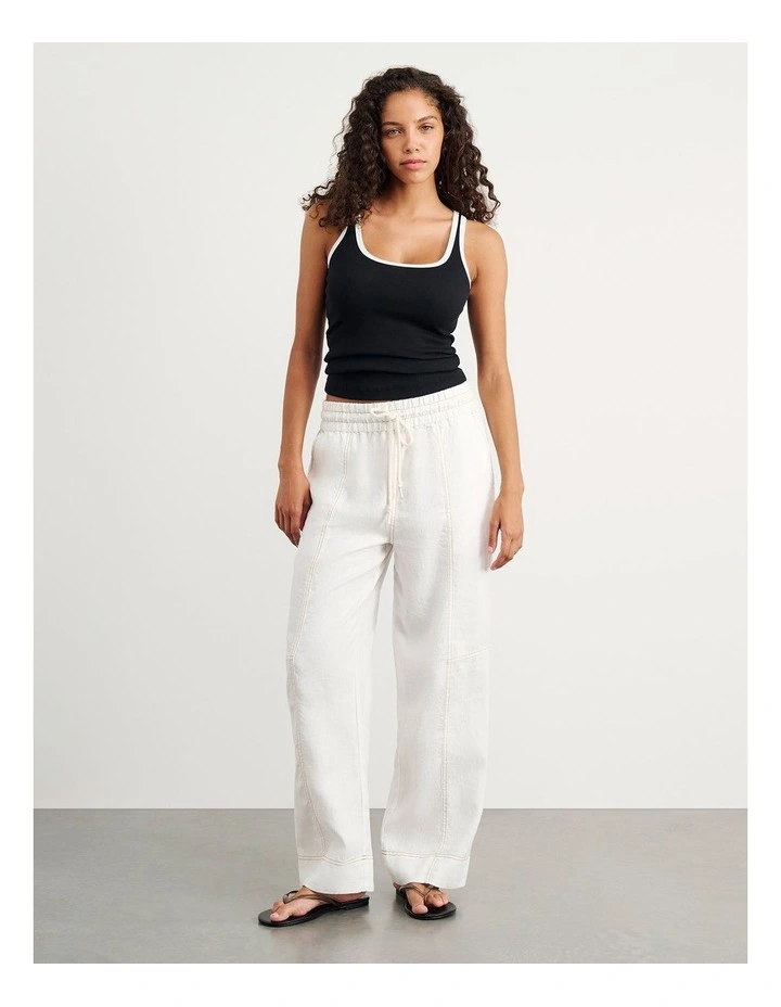 Sabine Linen Relaxed Leg Pant in White image 2