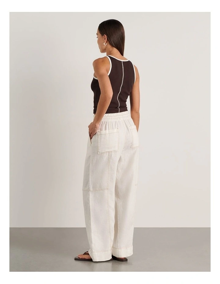 Sabine Linen Relaxed Leg Pant in White image 2