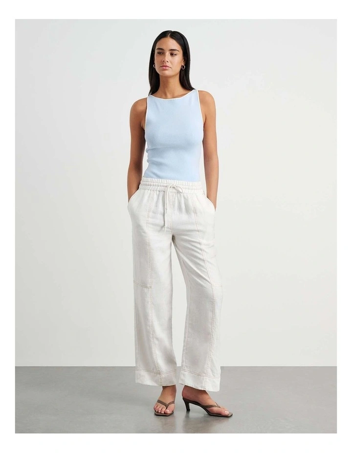 Sabine Linen Relaxed Leg Pant in White image 2