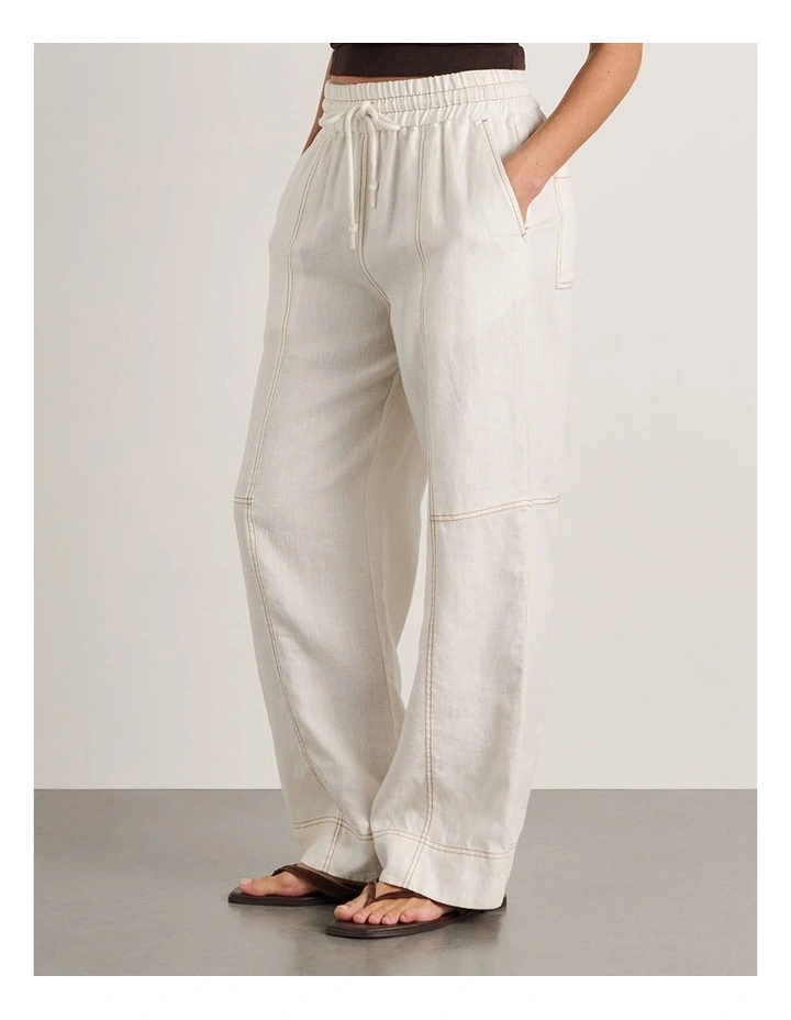 Sabine Linen Relaxed Leg Pant in White image 3