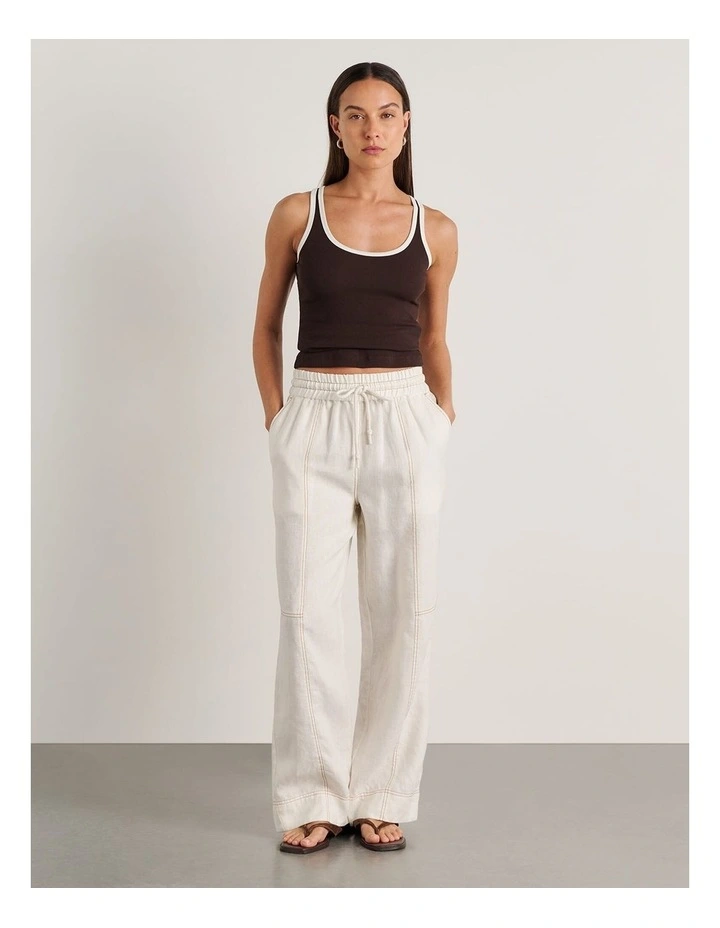 Sabine Linen Relaxed Leg Pant in White image 4