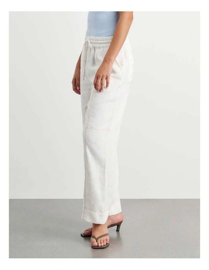 Sabine Linen Relaxed Leg Pant in White image 4