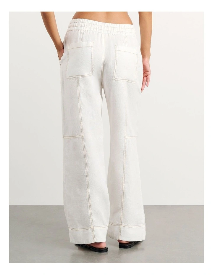 Sabine Linen Relaxed Leg Pant in White image 5