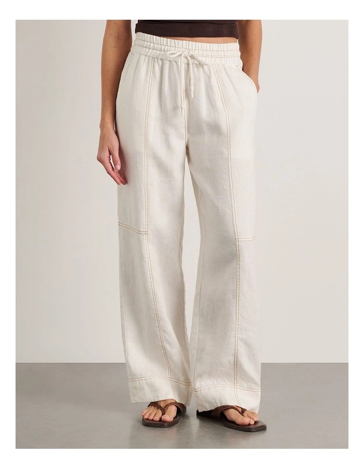 Sabine Linen Relaxed Leg Pant in White image 5