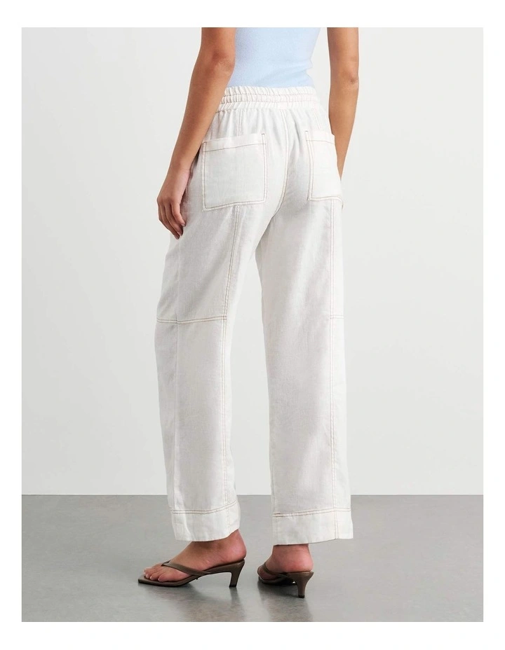 Sabine Linen Relaxed Leg Pant in White image 5