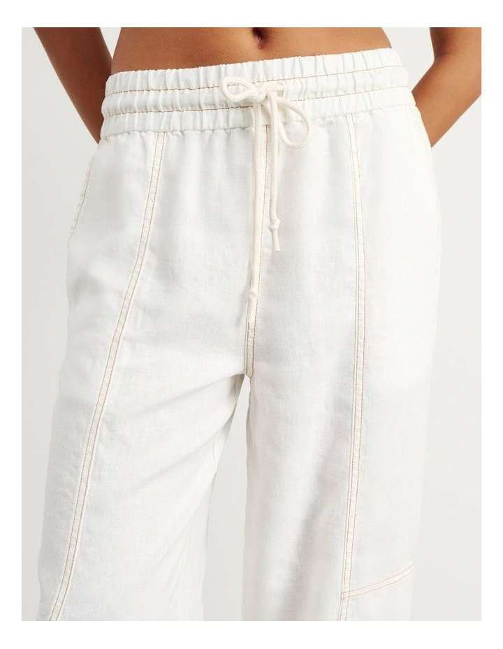 Sabine Linen Relaxed Leg Pant in White image 6