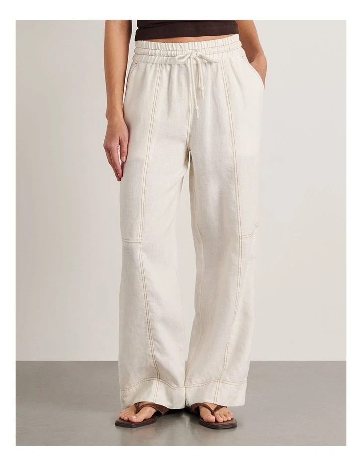 Sabine Linen Relaxed Leg Pant in White image 6