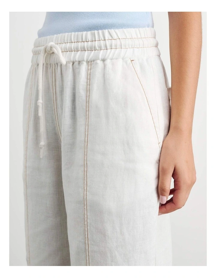Sabine Linen Relaxed Leg Pant in White image 6