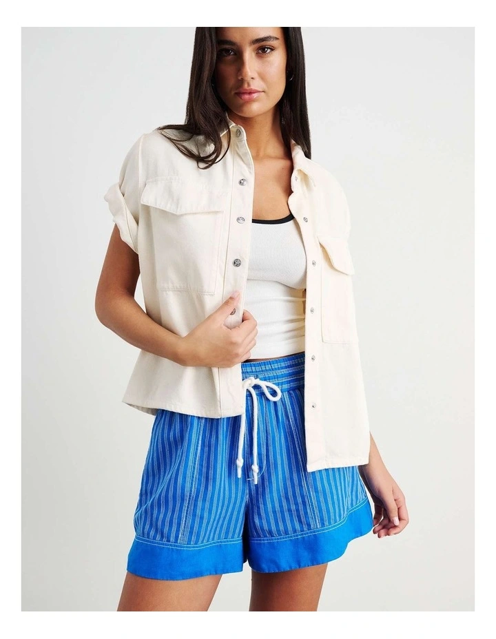 Gigi Stripe Pull On Short in Blue image 2