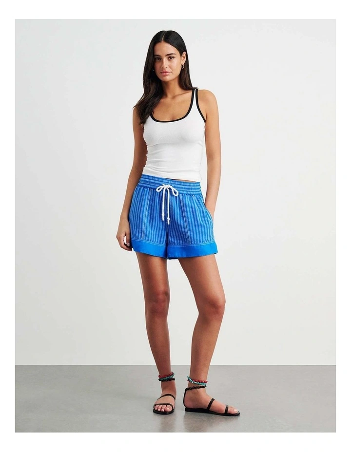 Gigi Stripe Pull On Short in Blue image 3
