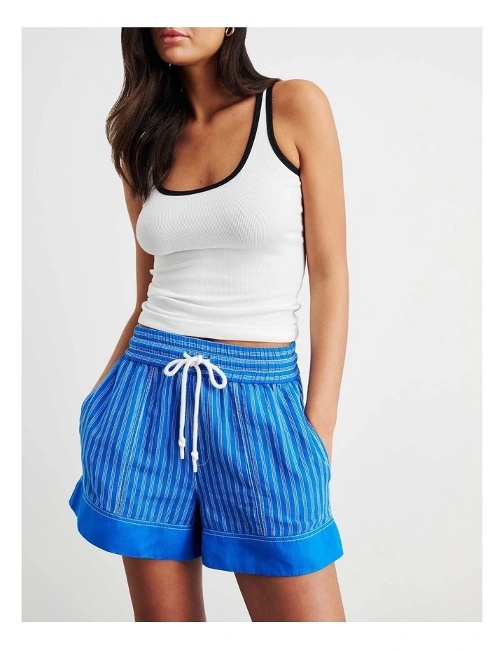 Gigi Stripe Pull On Short in Blue image 4