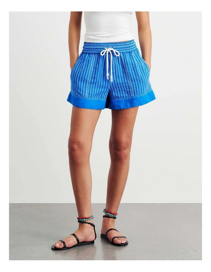 Gigi Stripe Pull On Short in Blue image 5
