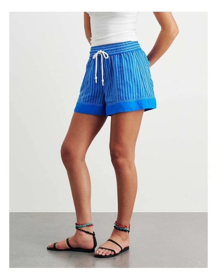 Gigi Stripe Pull On Short in Blue image 6