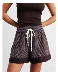 Gigi Stripe Pull On Short in Brown Multi