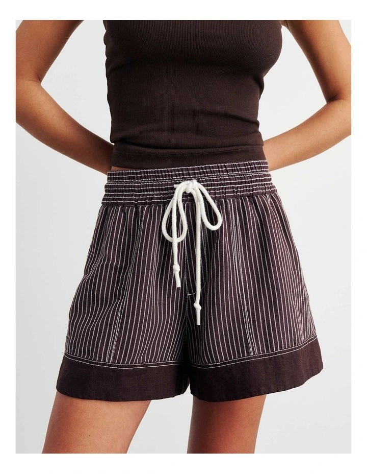 Gigi Stripe Pull On Short in Brown Multi image 1