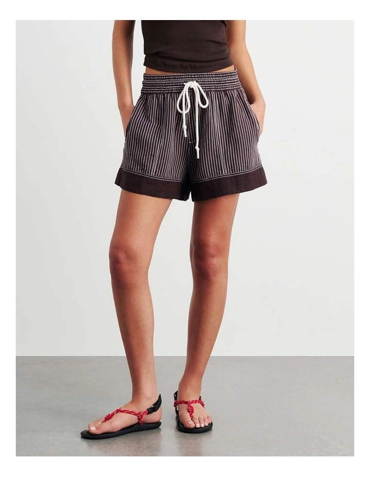 Gigi Stripe Pull On Short in Brown Multi image 4