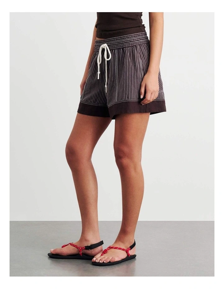 Gigi Stripe Pull On Short in Brown Multi image 5