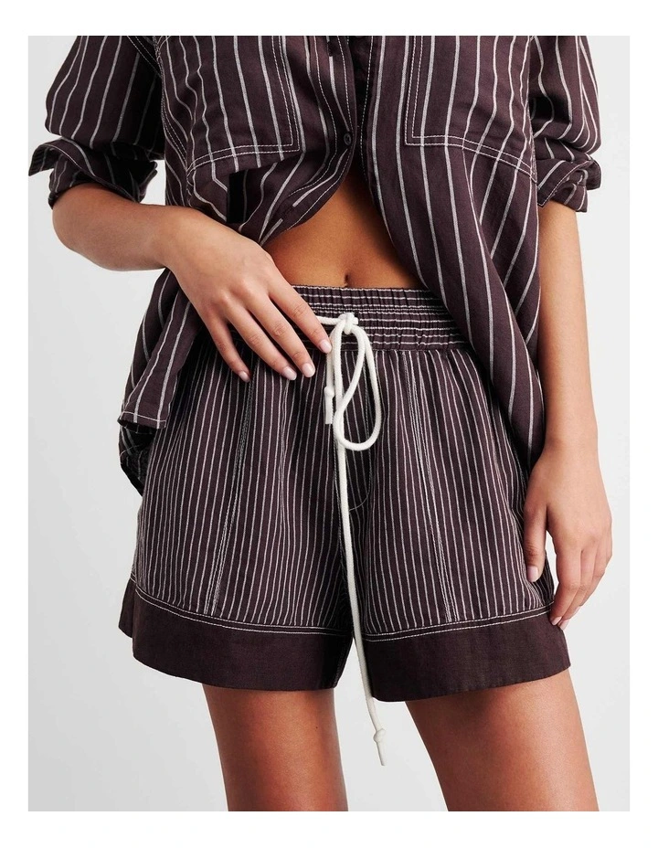 Gigi Stripe Pull On Short in Brown Multi image 6