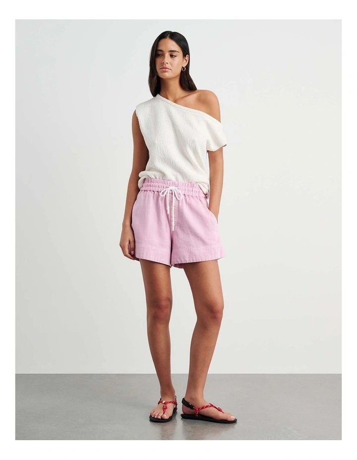 Loe Denim Pull On Short in Pink image 4