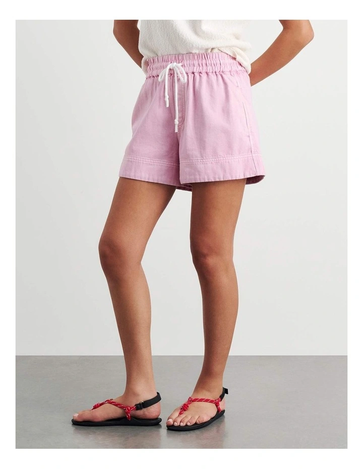 Loe Denim Pull On Short in Pink image 5