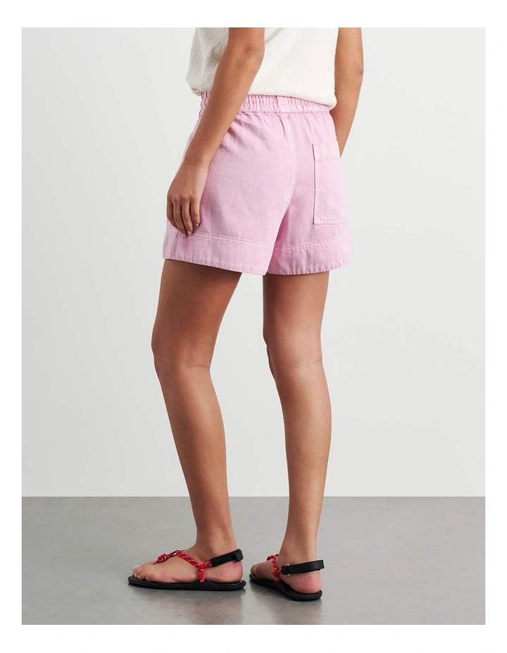Loe Denim Pull On Short in Pink image 6