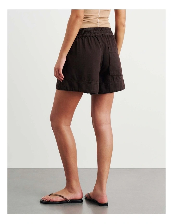 Loe Denim Pull On Short in Brown image 6