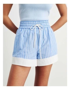 Gigi Poplin Pull On Short in Blue
