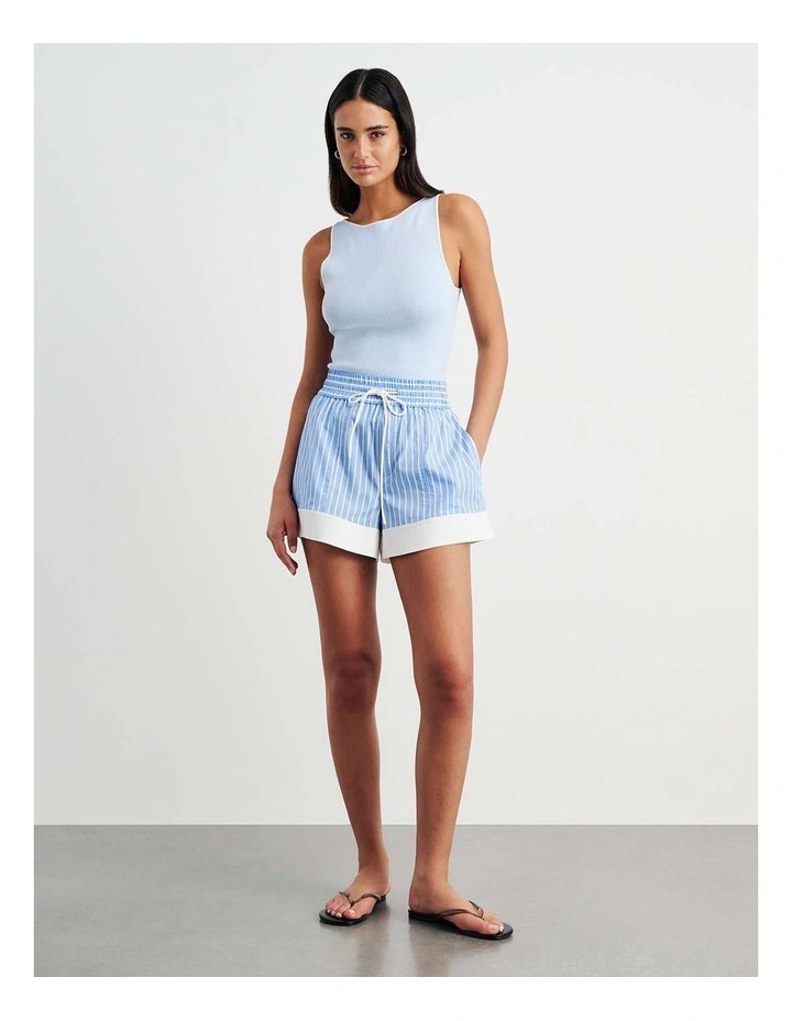Gigi Poplin Pull On Short in Blue image 2