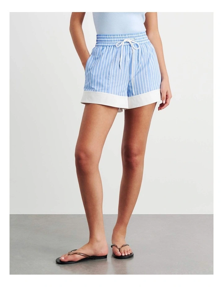 Gigi Poplin Pull On Short in Blue image 4