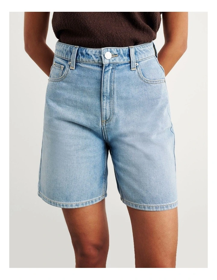 Camron Denim Mid Rise Short in Blue image 1