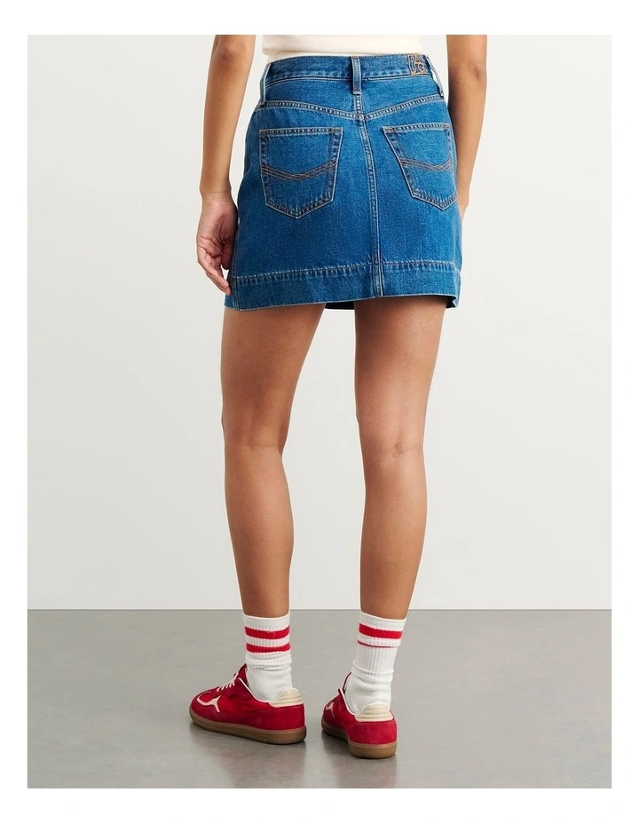 Cora Denim Mini Skirt in Blue image 2