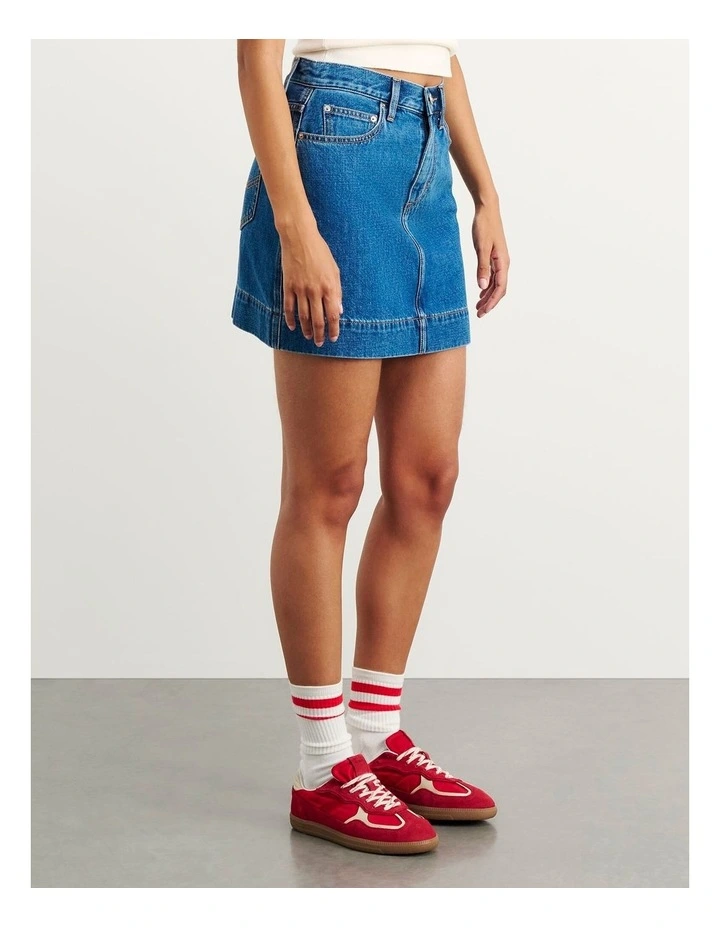 Cora Denim Mini Skirt in Blue image 3