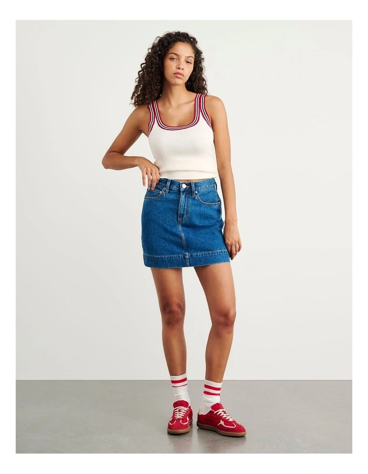 Cora Denim Mini Skirt in Blue image 5