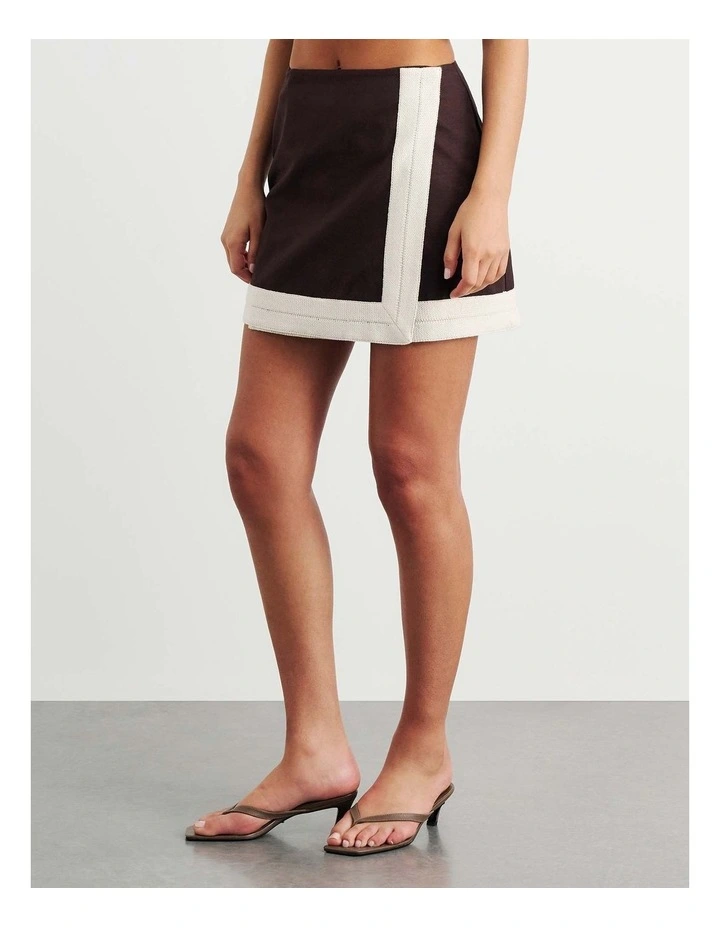 Canvas Wrap Mini Skirt in Brown image 4