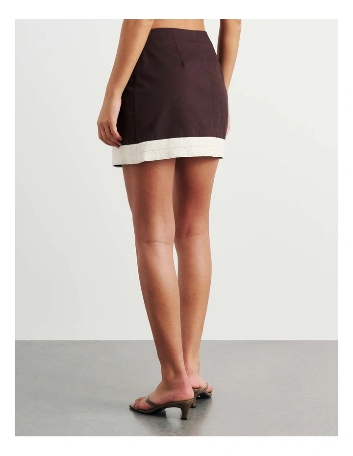 Canvas Wrap Mini Skirt in Brown image 5